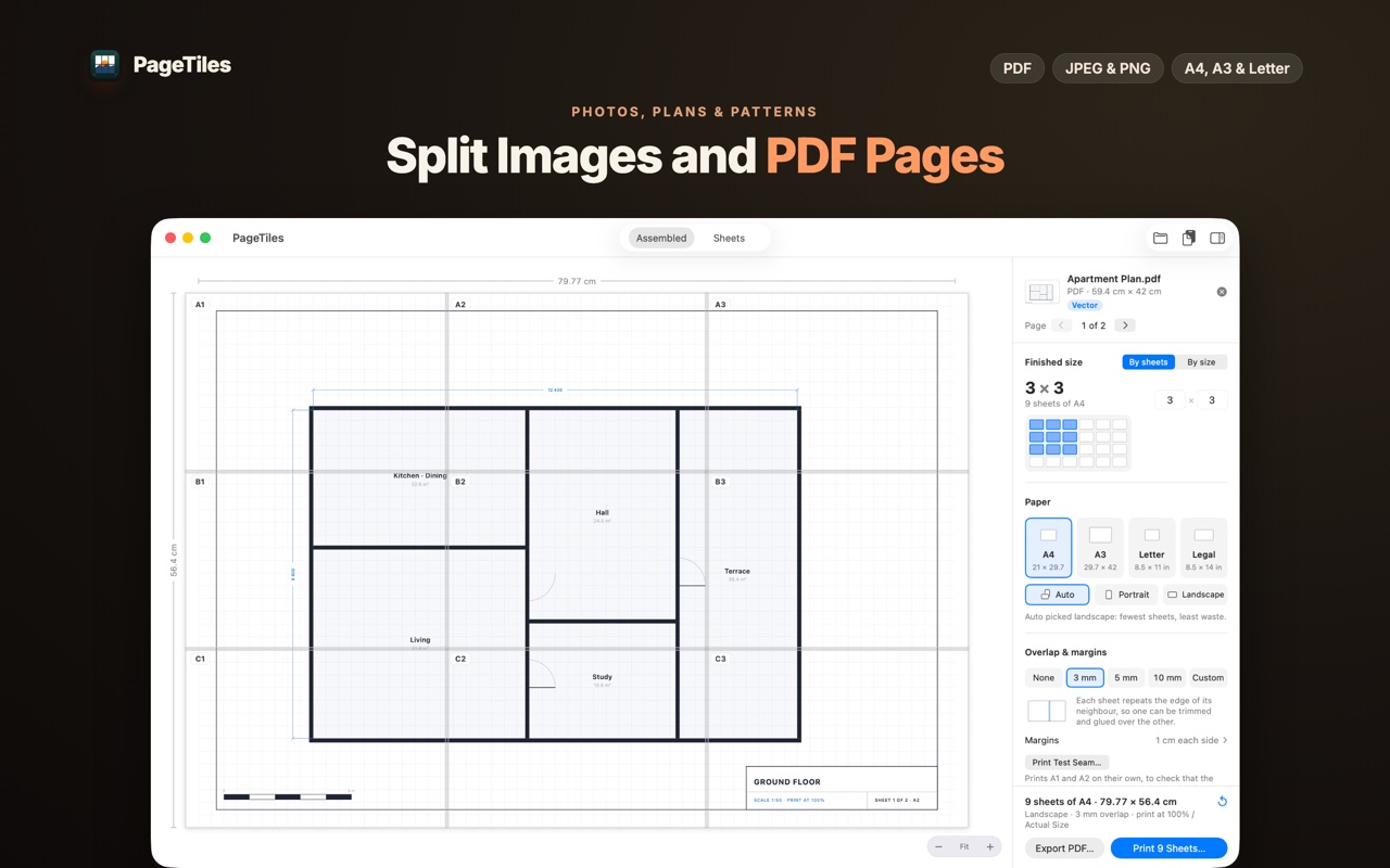 Split images and PDF pages